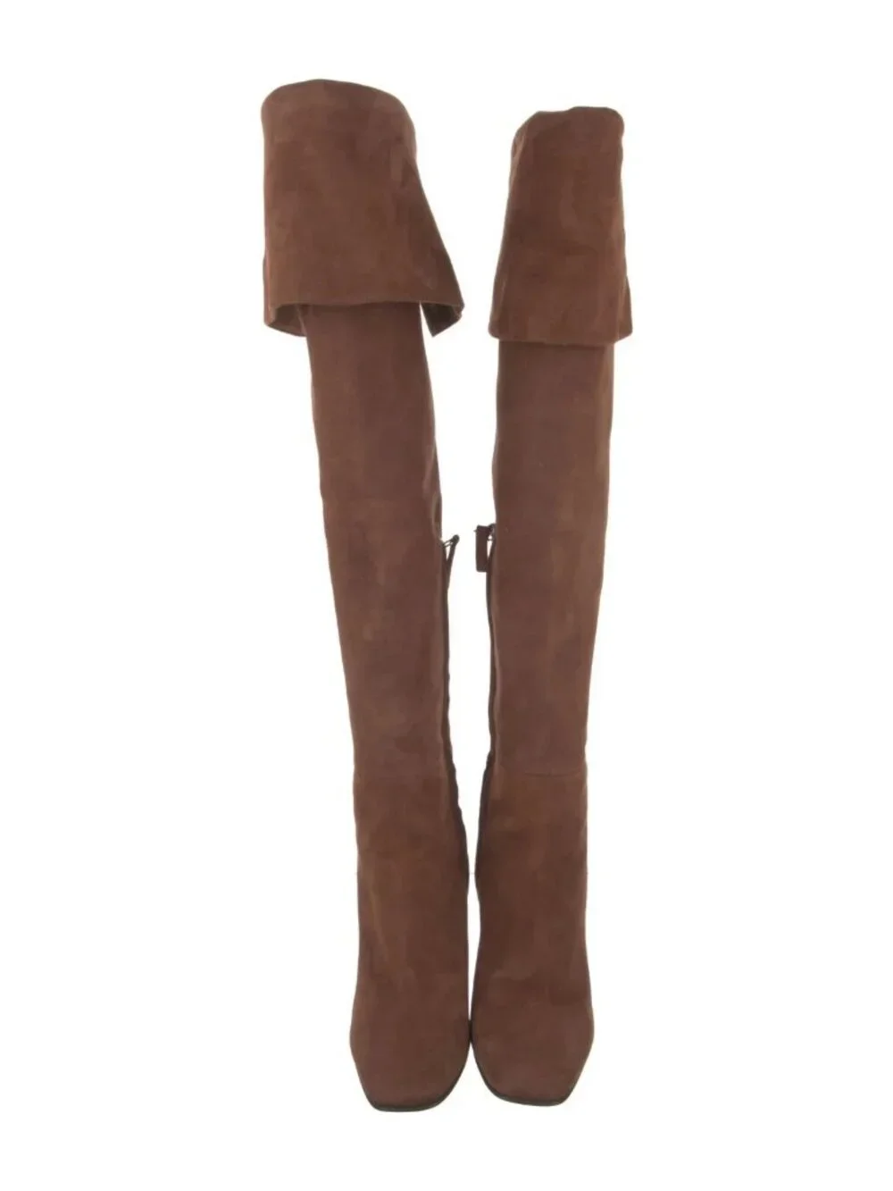 7.5, Giuseppe Zanotti Over-the-Knee Boots Brown Suede Leather Block Heel, Chic